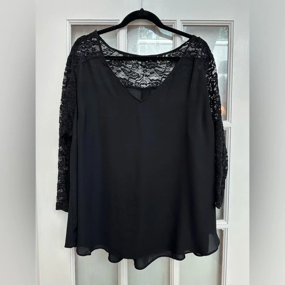 Torrid Black Georgette Lace Sleeve Blouse Plus Size 3XL - Picture 12 of 12